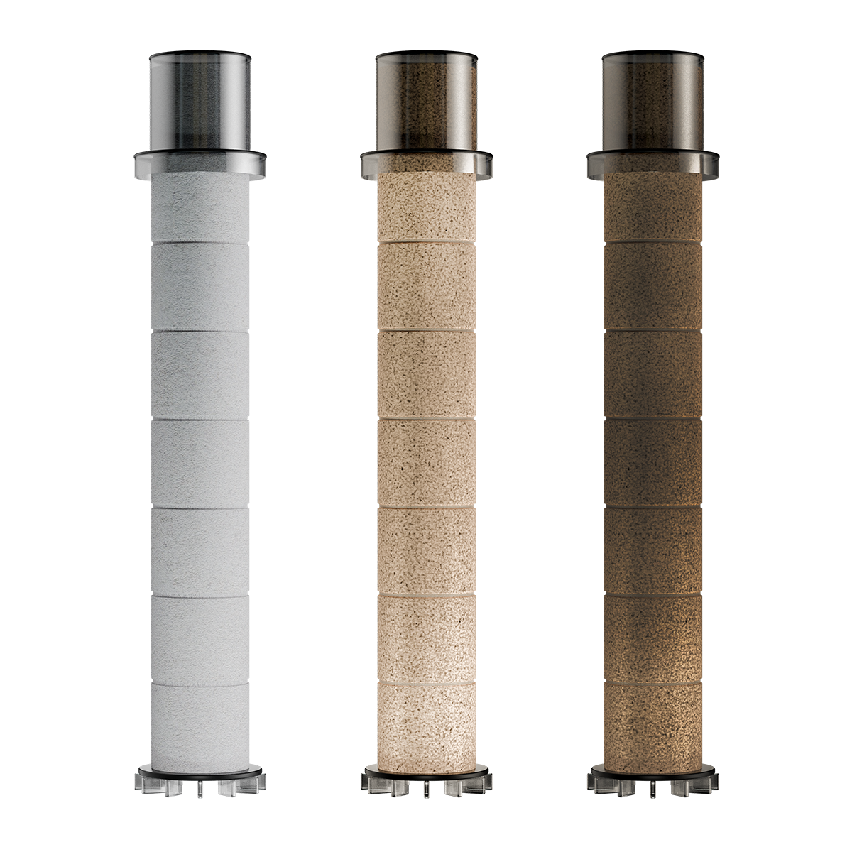 Shower filter changing from white to brown due to dirt, rust, chlorine, and PFAS buildup